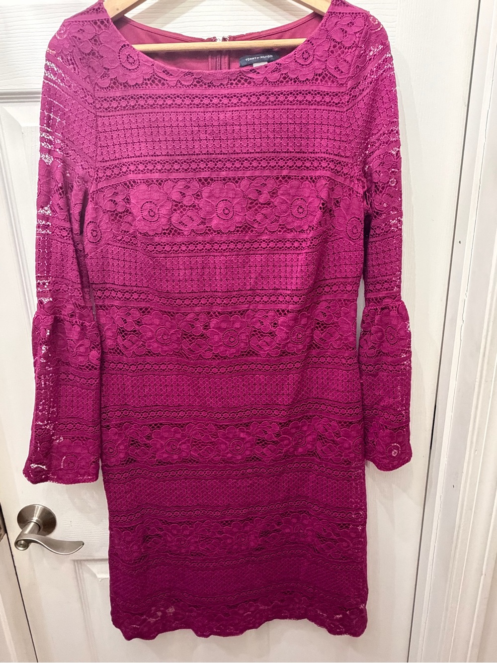 Tommy Hilfiger Magenta Lace Midi Dress